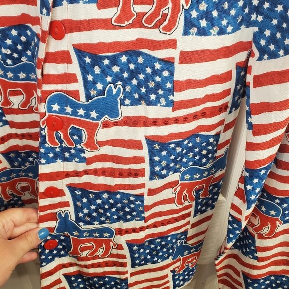 Gaudy Couture Democratic Party USA Flag Sequins Button Up Size small NWT - Picture 5 of 5